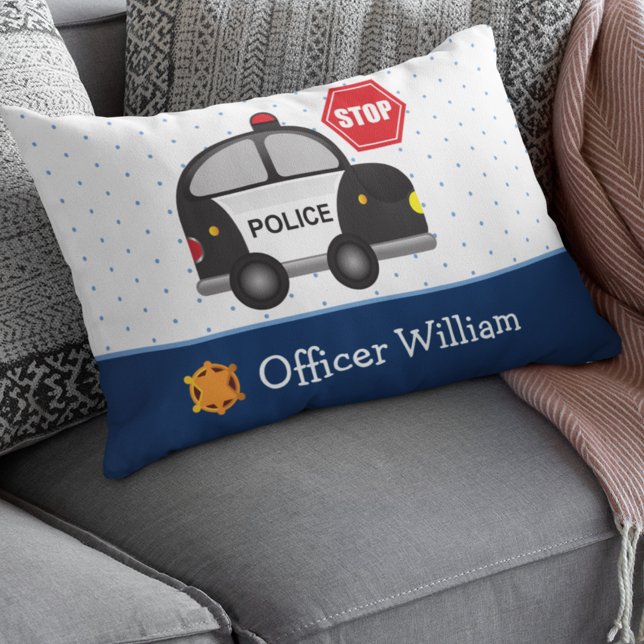  Little Boy Police Officer and Car Accent Pillow (Creator Uploaded)