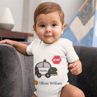 Little Boy Police Officer and Car