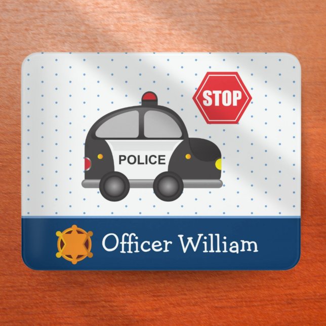 Little Boy Police Officer and Car Kid Door Sign (Creator Uploaded)