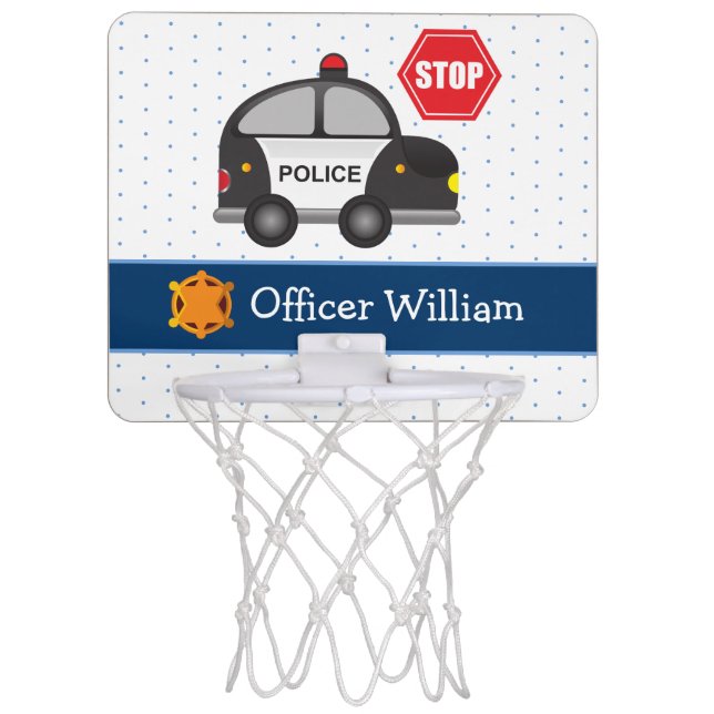 Little Boy Police Officer and Car Mini Basketball Hoop (Front)