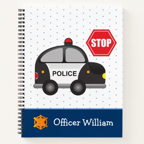 Little Boy Police Officer and Car School Notebook