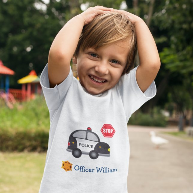 Little Boy Police Officer and Car Toddler T-shirt (Creator Uploaded)