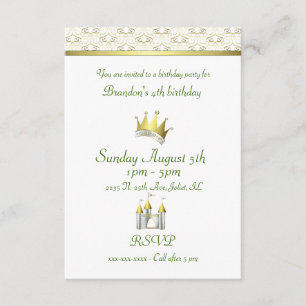 Little Boy Prince Birthday Invitation