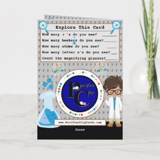 Little Boy Scientist Word Search Happy Birthday Card