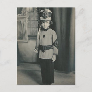 little boy soldier post card