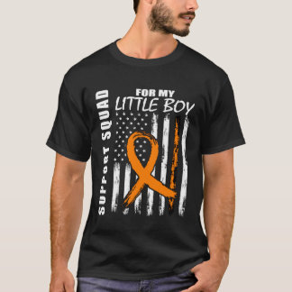 Little Boy Son Leukemia Awareness American Flag Fa T-Shirt