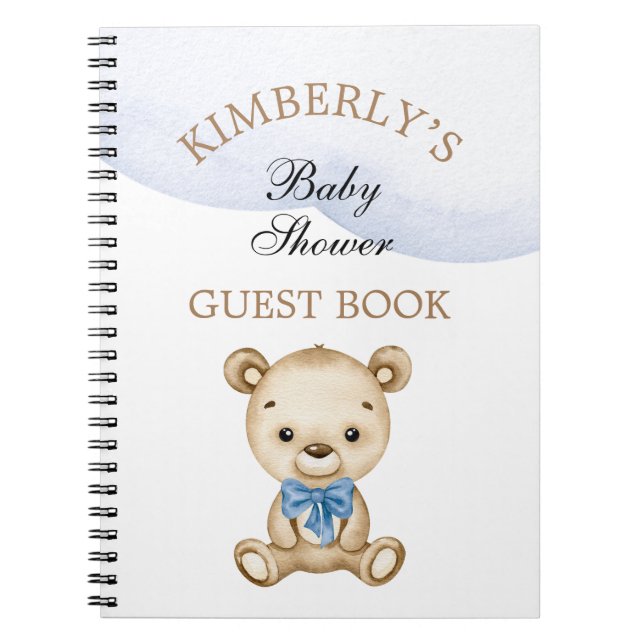  Little Boy Teddy Bear Baby Shower Personalized Notebook (Front)