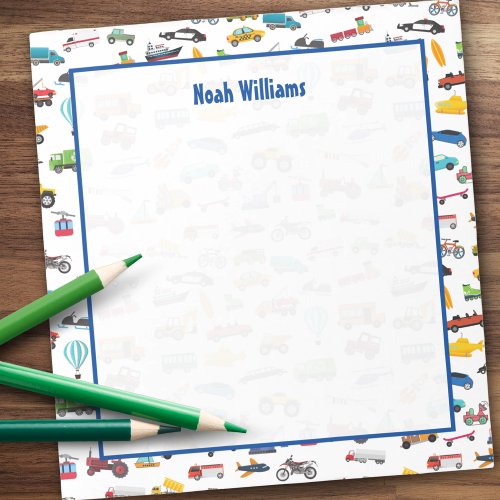 Little Boy Things That Move Vehicle Car and Truck Notepad