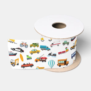 Little Boy Things That Move Vehicle Car Satin Ribbon