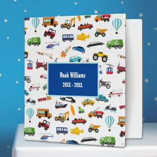 Little Boy Things That Move Vehicle Car School 3 Ring Binder