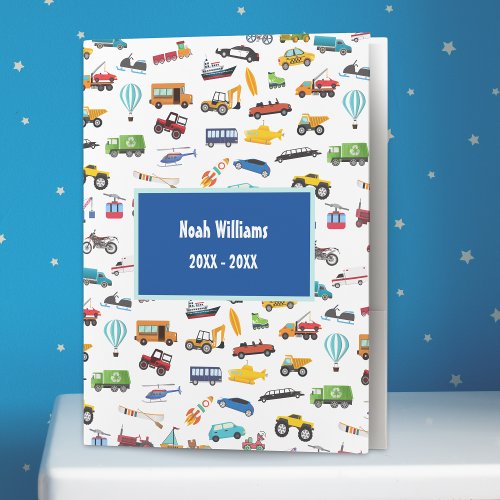 Little Boy Things That Move Vehicle Car School Pocket Folder