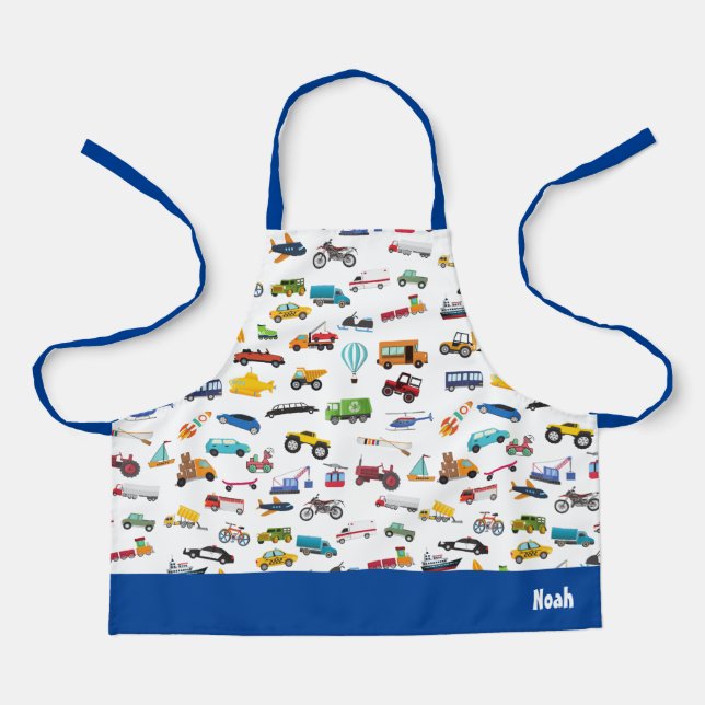 Little Boy Things That Move Vehicle Cars Kid Apron (Front)