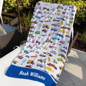 Little Boy Things That Move Vehicle Cars Kid Beach Towel
