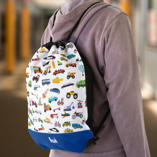 Little Boy Things That Move Vehicle Cars Kid Drawstring Bag