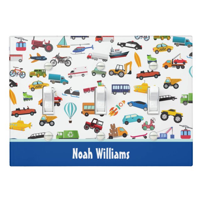 Little Boy Things That Move Vehicle Cars Kid Light Switch Cover (In Situ)