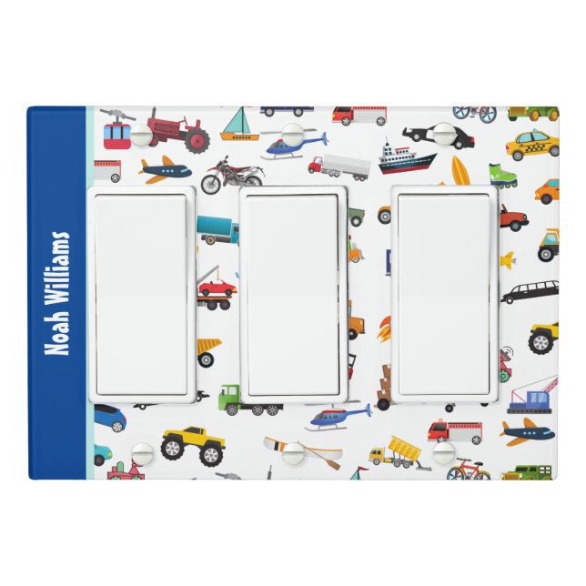 Little Boy Things That Move Vehicle Cars Kid Light Switch Cover (In Situ)