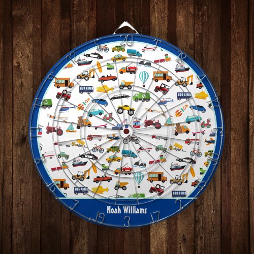 Little Boy Things That Move Vehicle Cars Kid Name Dart Board