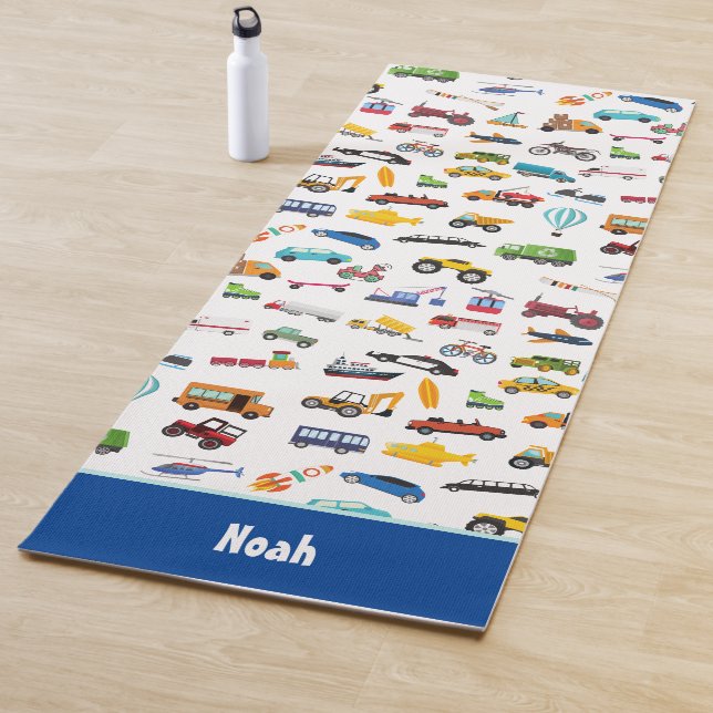 Little Boy Things That Move Vehicle Cars Kid Name Yoga Mat (In Situ)