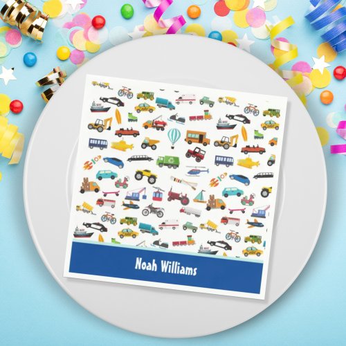 Little Boy Things That Move Vehicle Cars Kid Napkins