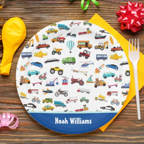 Little Boy Things That Move Vehicle Cars Kid Paper Plates