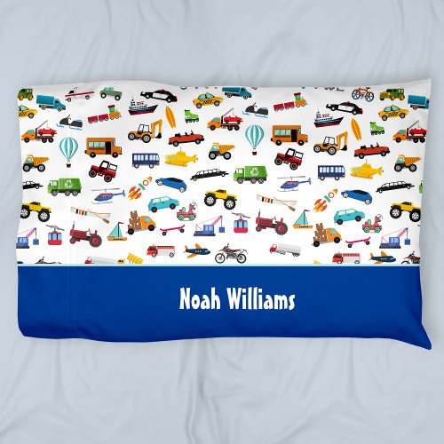 Little Boy Things That Move Vehicle Cars Kid Pillow Case