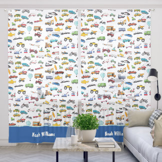 Little Boy Things That Move Vehicle Cars Kid Sheer Curtains