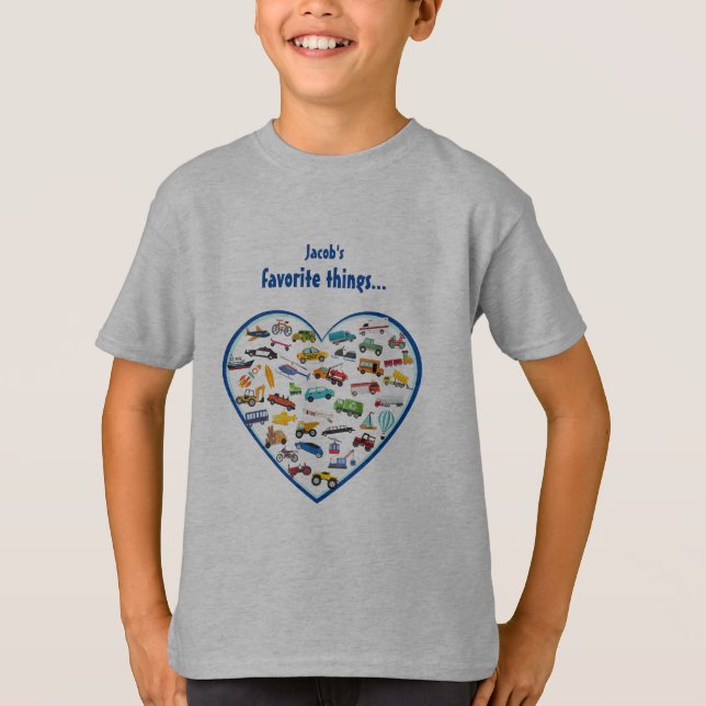 Little Boy Things That Move Vehicle Cars Kid T-Shirt (Front)