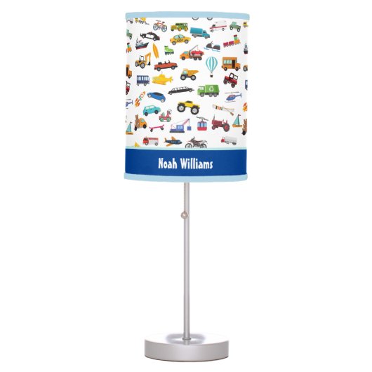 Little Boy Things That Move Vehicle Cars Kid Table Lamp (Front)