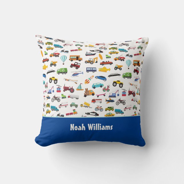 Little Boy Things That Move Vehicle Cars Kid Throw Pillow (Front)