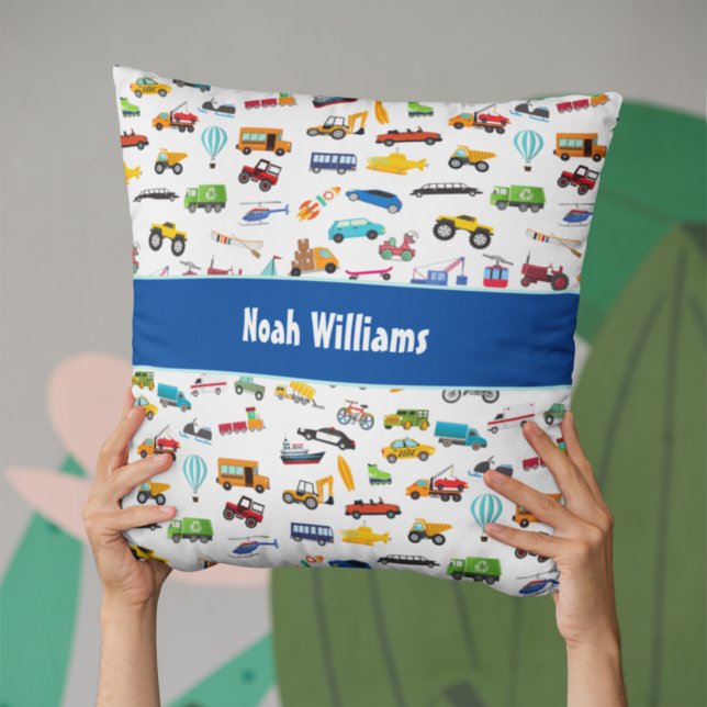 Little Boy Things That Move Vehicle Cars Kid Throw Pillow (Creator Uploaded)