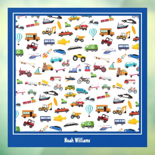 Little Boy Things That Move Vehicle Cars Kid Window Cling