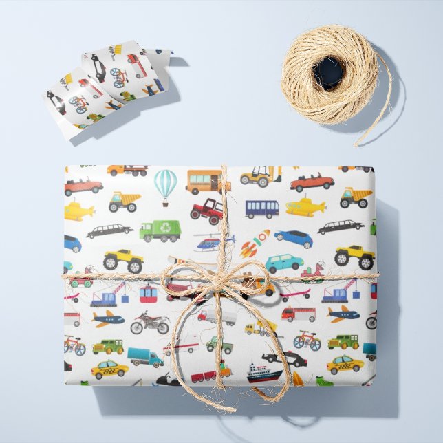 Little Boy Things That Move Vehicle Cars Kid Wrapping Paper