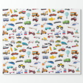 Little Boy Things That Move Vehicle Cars Kid Wrapping Paper (Flat)