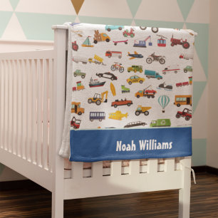 Little Boy Things That Move Vehicle Cars Pattern Baby Blanket