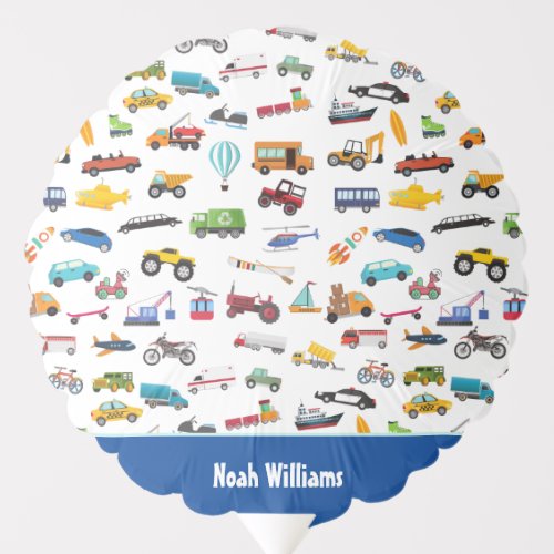 Little Boy Things That Move Vehicle Cars Pattern Balloon