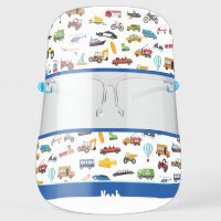 Little Boy Things That Move Vehicle Pattern Face Shield