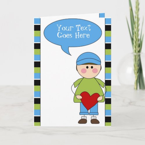 little boy with a heart holiday card
