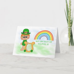 Little Boy with Harp, Rainbow, Saint Patrick's Day Card