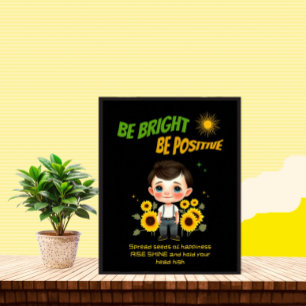 Little boy with sunflowers framed art