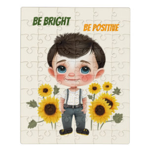 Little boy with sunflowers jigsaw puzzle