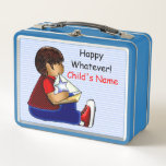 Little Boy with Wooden Sailboat (Personalized) Metal Lunch Box