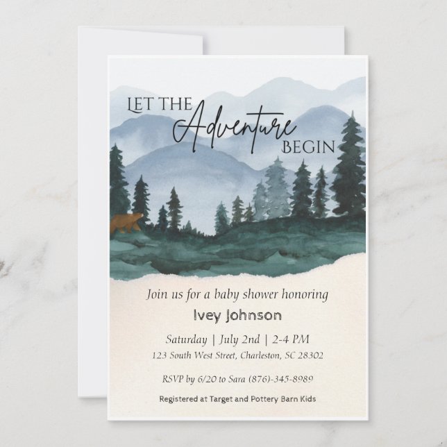 Little Boy Woodlands Baby Shower Invitation  (Front)