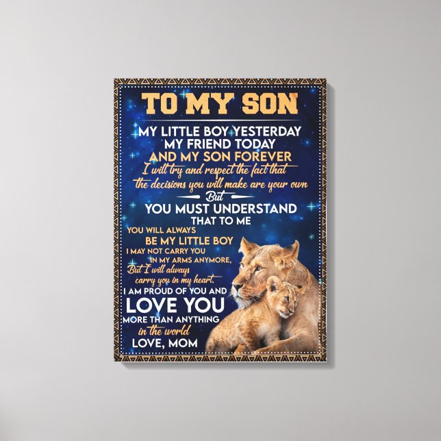 Little Boy Yesterday Friend Today-Lion Mom To Son Canvas Print (Front)