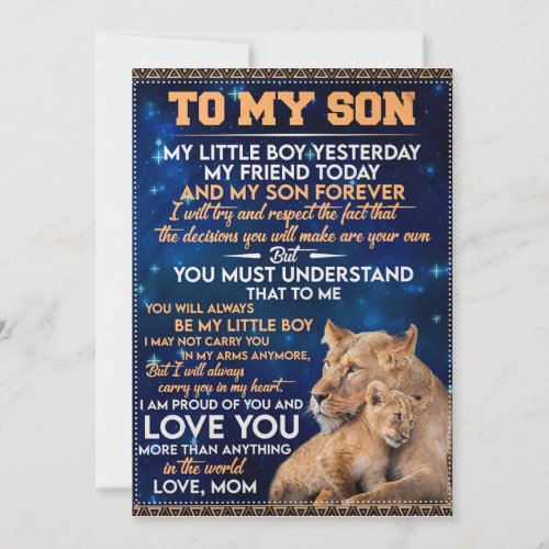 Little Boy Yesterday Friend Today_Lion Mom To Son  Holiday Card