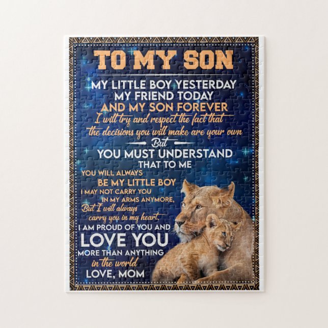 Little Boy Yesterday Friend Today-Lion Mom To Son  Jigsaw Puzzle (Vertical)
