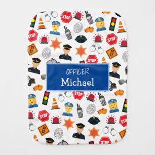 Little Boys Cute Police Officer Pattern Baby Burp Cloth