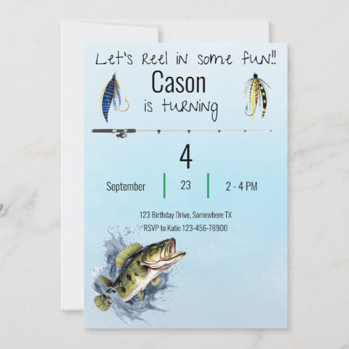 Little Boys Editable Fishing Party Invitation 