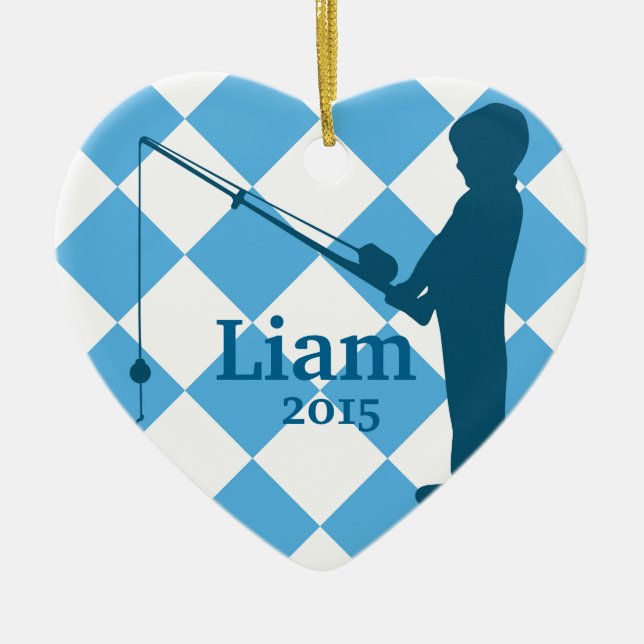 Little Boys Gone Fishing Ceramic Ornament (Front)