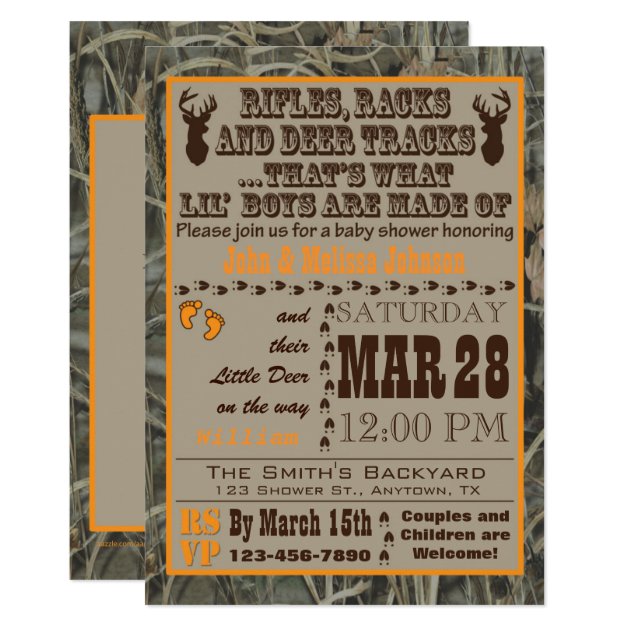 Little Boys Hunting Camo Baby Shower Invitations