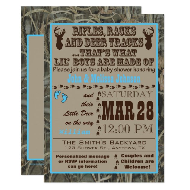 Little Boys Hunting Camo Baby Shower Invitations B